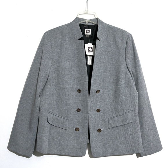 Anne Klein Blazer Gray Jacket Work Office Casual Military Basic - Picture 3 of 14